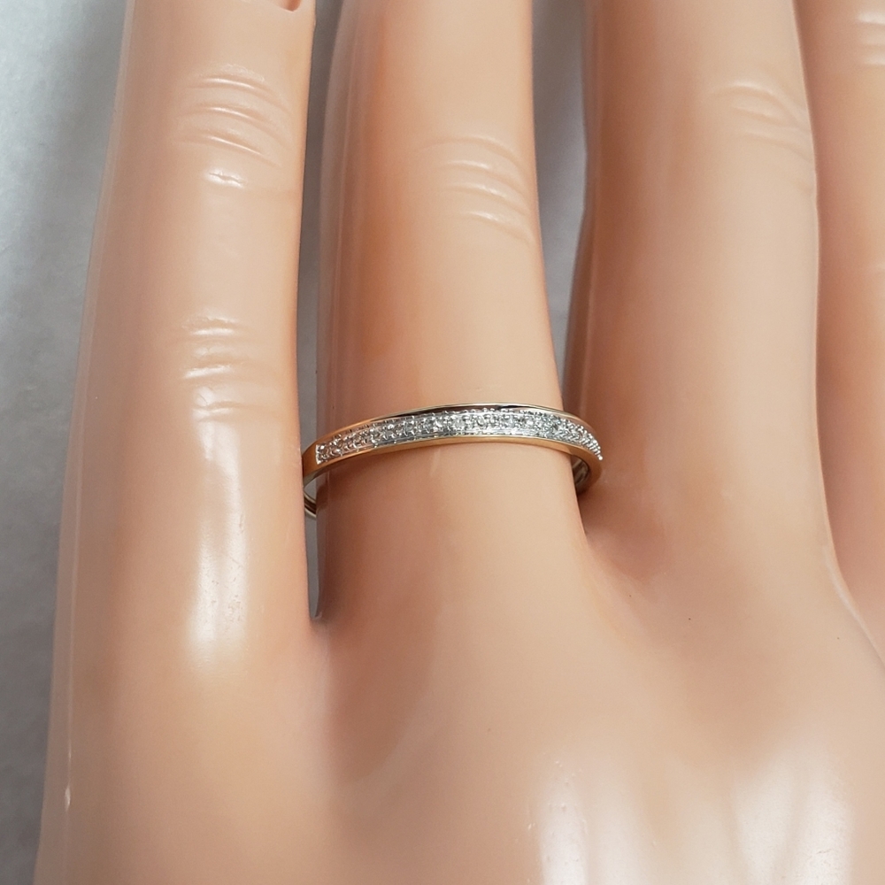 Delicate 14k Yellow Gold & Diamonds Band - Picture 7 of 8